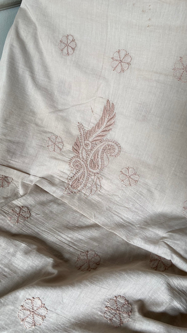 Women's Lakhnavi Handcrafted Cotton Unstitched Chikankari Suit Material - HONC0358199