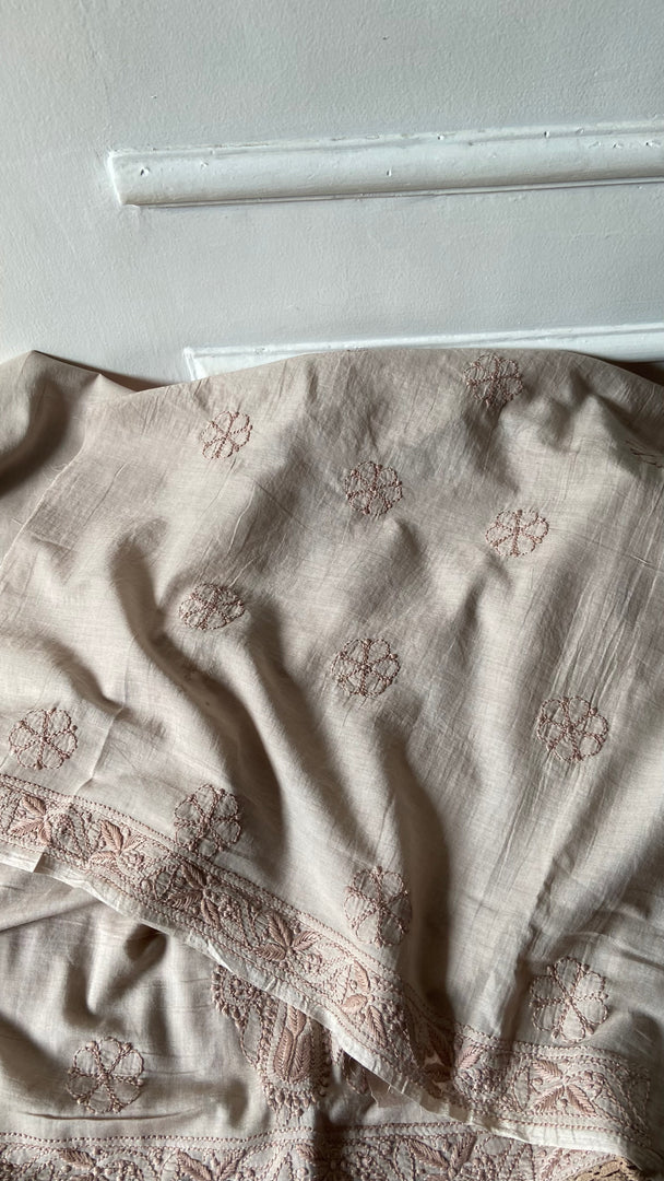 Women's Lakhnavi Handcrafted Cotton Unstitched Chikankari Suit Material - HONC0358199