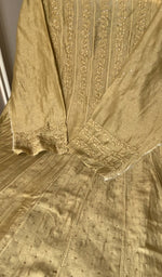 Close view of the olive green kurta fabric