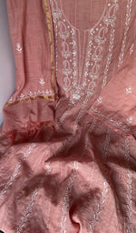 Close look at the fine front and back jaaldar chikankari anarkali with haath