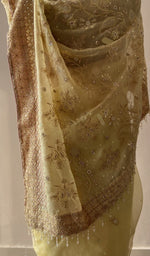 Hand embroidery on the saree, close view
