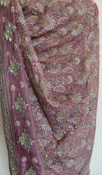 Mauve organza silk saree, detail view