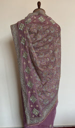 Mauve organza silk saree, lower half