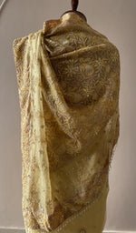 Lemon yellow organza silk saree, lower half