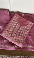 Yara — Wine Pure Mul Chanderi Chikankari 3 Pc Unstitched Suit Set