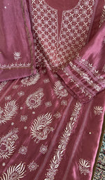 Do taar and teen taar chikankari with haath ki jaali on the wine mul chanderi