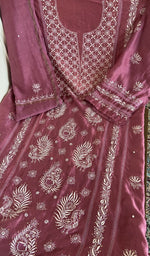 Wine mul chanderi laid flat on the table