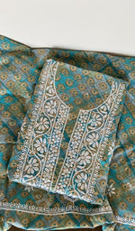 Folded teal mul cotton kurta, second view