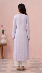 Lavender kurti back view on the model