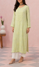 Pista Green kurti full length, slight turn