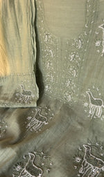 Stitch detail on the sage green mul chanderi kurta