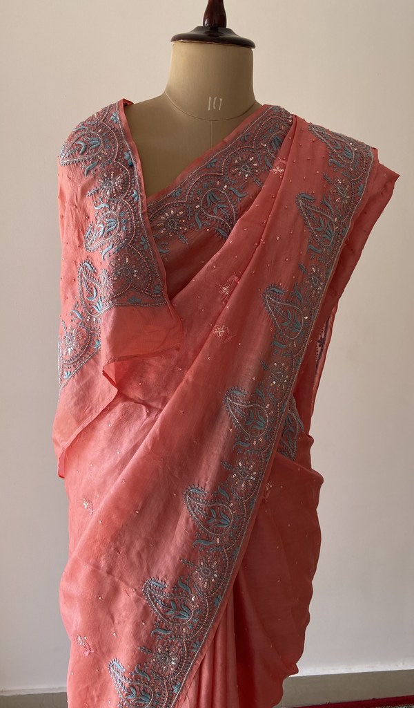 fine do taar chikankari across the drape