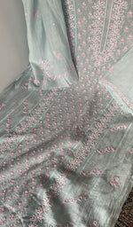 Blue pure mul chanderi dupatta with scattered motifs