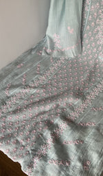 Front panel worked in pink thread with beads, sequins and cutdana