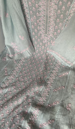 Gala and neckline, fine contrast chikankari with beads sequins cutdana on panel