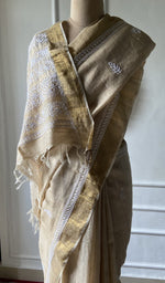Load image into Gallery viewer, gold pure khadi silk saree, full drape