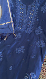 Chikankari worked by hand on chanderi silk