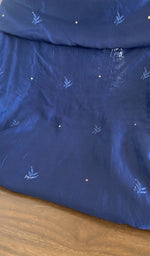 Stitch detail on the royal blue chanderi silk kurta