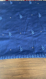 Close view of the royal blue kurta fabric