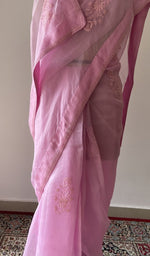 drape across the shoulder, pink pure organza silk