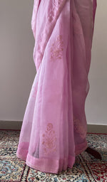 back of the pink chikankari saree