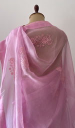 side view of the pink pure organza silk saree