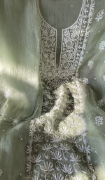 Chikankari worked by hand on organza silk