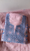 Meher — Pink Pure Mul Chanderi Chikankari 3 Pc Unstitched Suit Set
