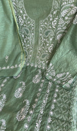 Chikankari worked by hand on linen