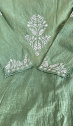 Folded sage green linen kurta, second view