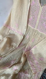 Fine chikankari with haath ki jaali on semi-stitched across the body of the kurta piece