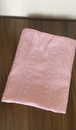 Folded pink chanderi silk kurta fabric, second view