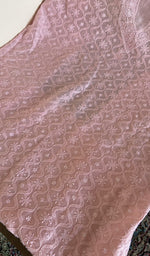 Pink chanderi silk kurta, close view of the embroidery