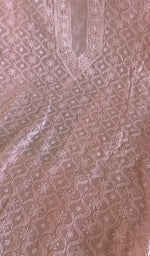 Fine jaaldar chikankari on the pink chanderi silk