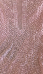 Chikankari worked by hand on chanderi silk