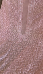 Stitch detail on the pink chanderi silk kurta