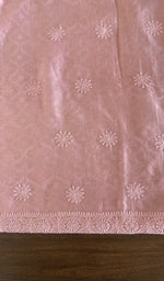 Hand embroidery on pink chanderi silk