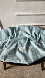 bottom laid out, blue pure mul chanderi