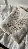 Mahnoor — White Pure Mul Chanderi Chikankari 2 Pc Unstitched Suit Set