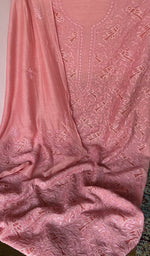 Fine chikankari with zari patch work across the body of the kurta piece