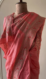 Saree on the mannequin, three quarter view