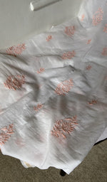 Gala and front placket, fine coloured chikankari