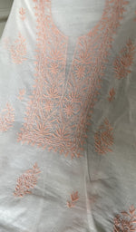 fine coloured chikankari across the body of the kurta
