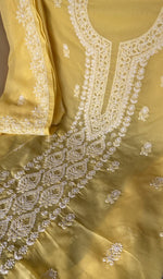 Stitch detail on the yellow cotton kurta
