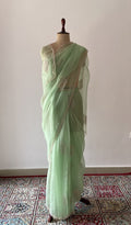 Ayla — Green Pure Organza Silk Chikankari Saree