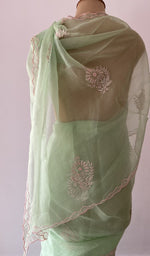 full length of the green saree on the mannequin