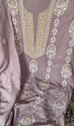 Do taar and teen taar chikankari with haath ki jaali across the body of the kurta piece