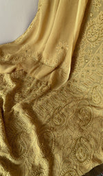 Yellow viscose georgette dupatta with scattered motifs
