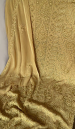 Sleeve work on yellow viscose georgette