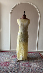 Lemon yellow cotton kurta fabric on the mannequin